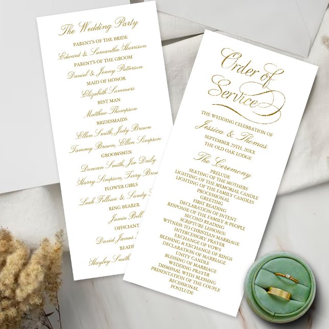 Chic Imitats Gold Foil Wedding Program Template Werbekarte (Von Creator hochgeladen)