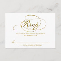Chic Imitats Gold Foil Wedding RSVP Vorlage
