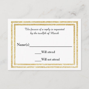 Chic Imitats Gold Glittered Trim - RSVP Card Karte