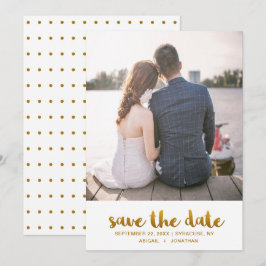 Chic Imitats Gold Script mit Dots Foto Save The Date