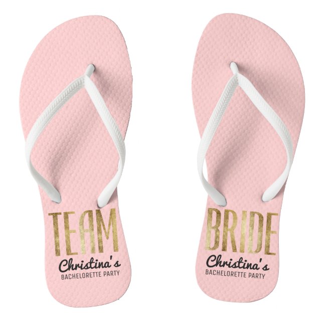 Chic Imitats Gold Team Bride Wedding Bachelorette Flip Flops (Fußbett)
