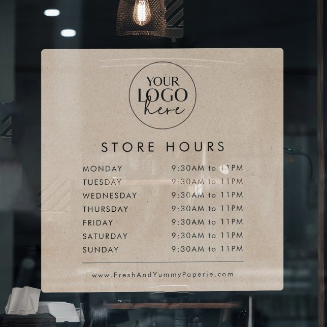 Chic Imitats Kraft Business Logo Store Stunden Fensteraufkleber (Von Creator hochgeladen)