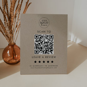 Chic Imitats Kraft Logo QR Code Verließ eine Überp Sockelschild