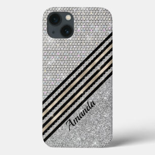 Chic Imitats Kristallwaren und Silberner Glitzer P Case-Mate iPhone Hülle