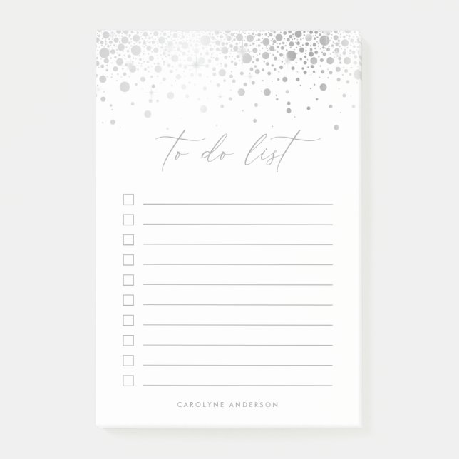 Chic Imitats Silver Foil Confetti Dots Personalisi Post-it Klebezettel (Vorderseite)