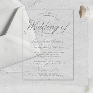 Chic Imitats Silver Foil Script Hochzeit Acryleinladungen