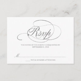 Chic Imitats Silver Foil Wedding RSVP Template Karte