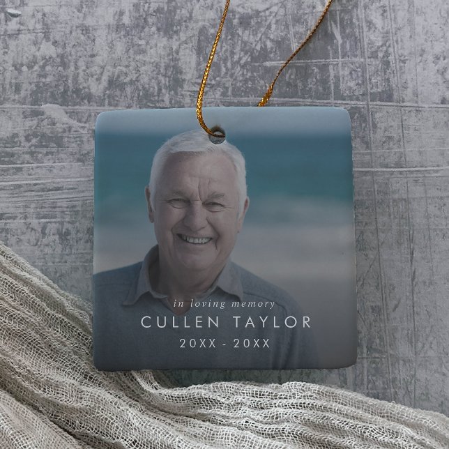 Chic in Love Memory Vater Memorial Foto Overlay Keramikornament (Von Creator hochgeladen)