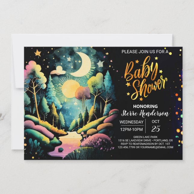 Chic in the Woods Baby Shower Einladung (Vorderseite)