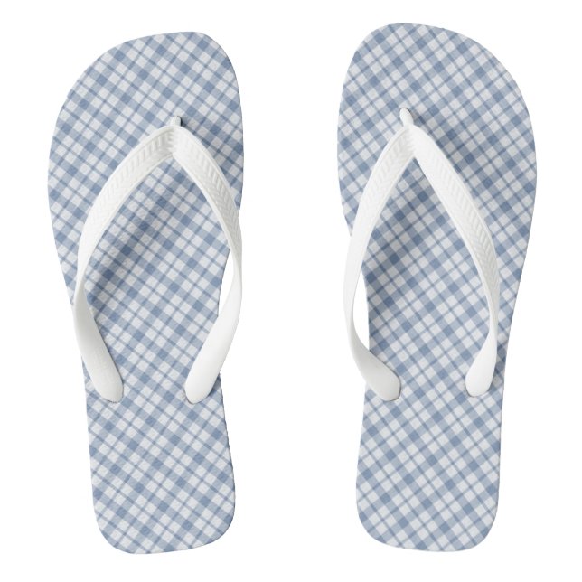 Chic Indigo Blau und Weiß Preppy Karo Flip Flops (Fußbett)