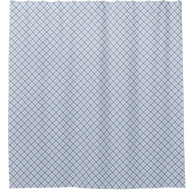 Chic Indigo Blau und Weiß Preppy Karo Muster Duschvorhang (Vorderseite)