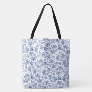 Chic Indigo Blau-Weiß-Muster Tasche