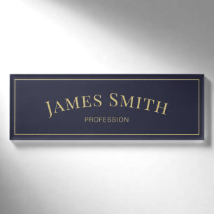 Chic Indigo Dark Blue & Luxury Golden Beruflich Namenschild