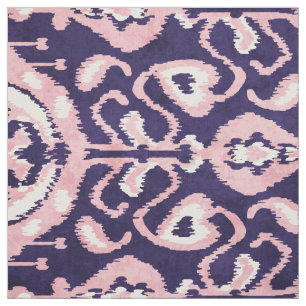 Chic Indigoblau und rosa Katzenmuster Stoff