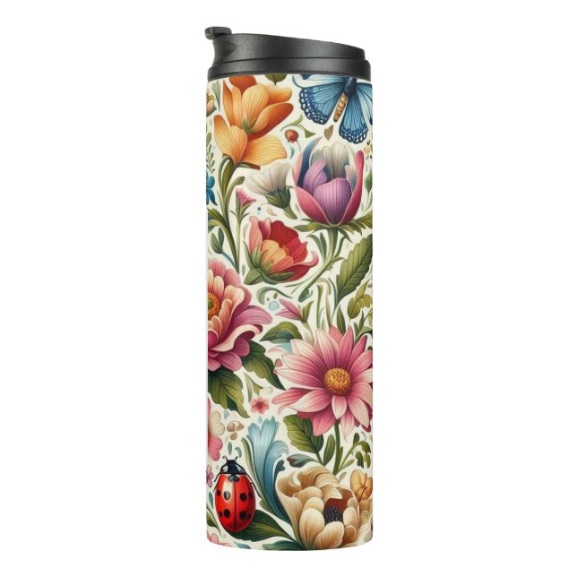 Chic individuelle Name Blume, Ladybug, Schmetterli Thermosbecher (Nach rechts gedreht)