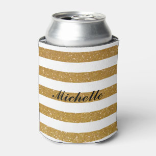 Chic individuelle Name Gold Glitzer gestreift Dose Dosenkühler