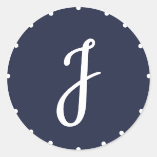 Chic Initial Navy Stickers