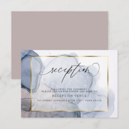 Chic Inky Dusty Blue Mauve Empfang Einladung