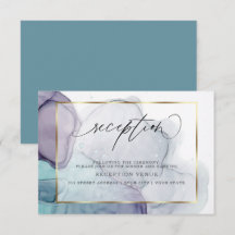Chic Inky Plum Lila Aquamariner Empfang Einladung