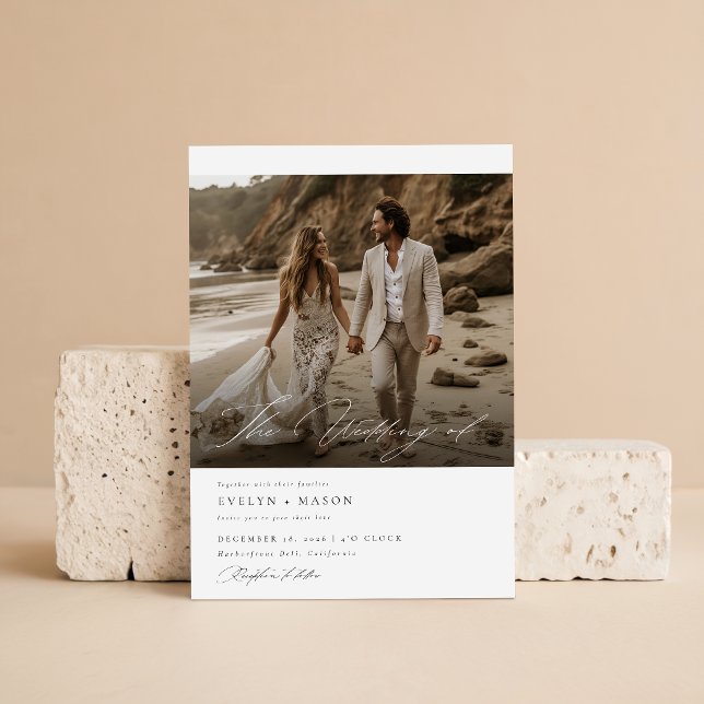 Chic Invitation De Mariage Photo Qr Code Double Fa (Créateur téléchargé)
