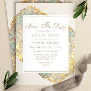 Chic Iridescent Glitzer Save the Date Card