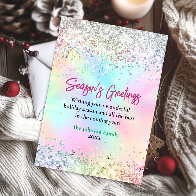 Chic iridescent Glitzer Weihnachtsgrün im neuen Ja Karte (Von Creator hochgeladen)