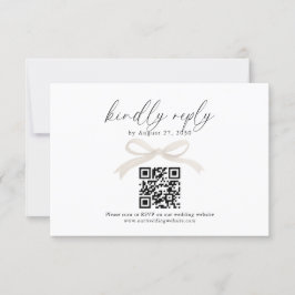 Chic ivoire Beige Bow ruban QR Code Mariage Rsvp
