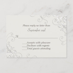 Chic ivoire et blanc classique mariage carte RSVP