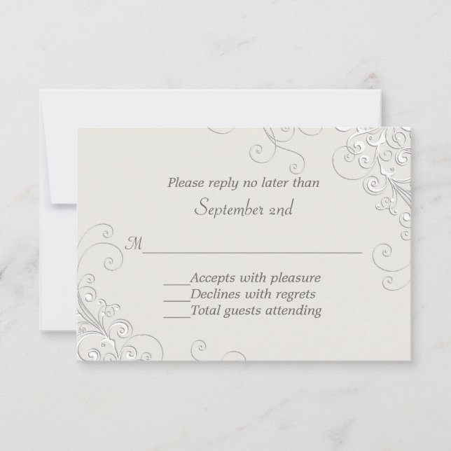 Chic ivoire et blanc classique mariage carte RSVP (Devant)