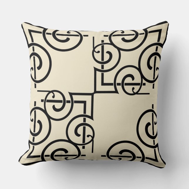 Chic Ivory Gold Name Black Throw Kissen (Vorderseite)