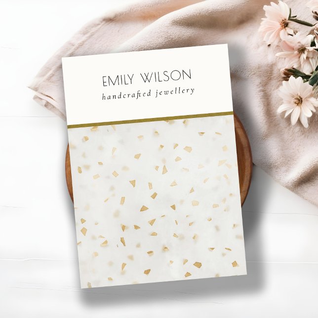 Chic Ivory Gold Terrazzo Blank Juwelier Display Visitenkarte (Von Creator hochgeladen)