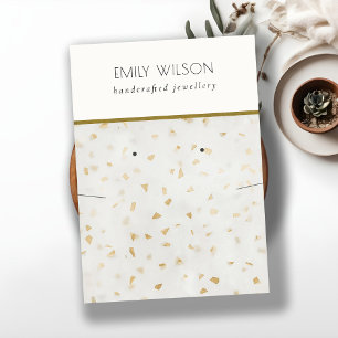 Chic Ivory Gold Terrazzo Texture Necklace Earring Visitenkarte