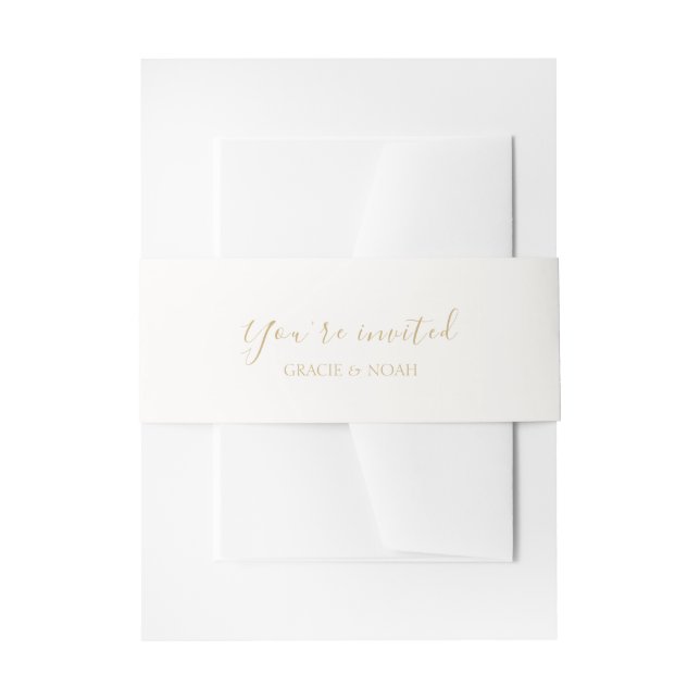 Chic Ivory | Mit Monogramm Hochzeit Einladungsbanderole (Vorderseite Beispiel)