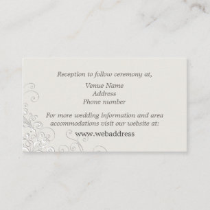 Chic Ivory und White Classic Hochzeitsfeier Begleitkarte