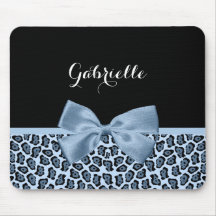 Chic Jaguar Print Light Blue Bogen mit Namen