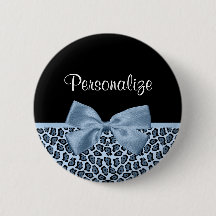 Chic Jaguar Print Light Blue Bow mit Namen