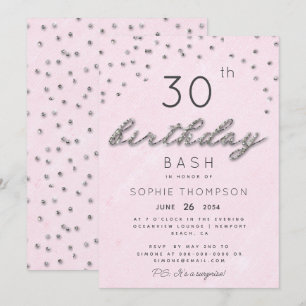 Chic Jewels Pink Sparkle Glitzer Geburtstagsparty Einladung