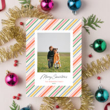 Chic Joyful Stripes Noël Carte photo de vacances