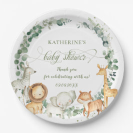 Chic Jungle Animals Greeneral Neutral Baby Dusche Pappteller