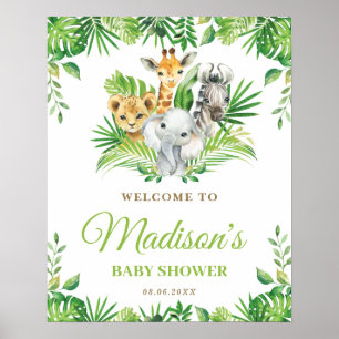 Chic Jungle Animals Greenerity Baby Dusche Willkom Poster