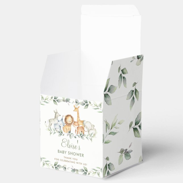 Chic Jungle Animals Greenerity Baby Shower Geburts Geschenkschachtel (Geöffnet)