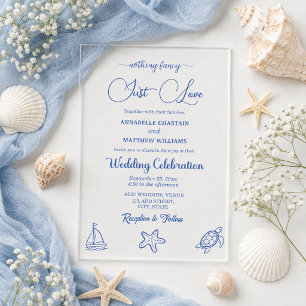 Chic Just Love Handgezeichnete Meer Leben Hochzeit Acryleinladungen