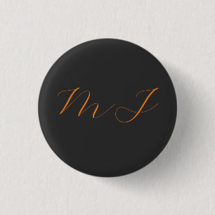 Chic kalligrafy grarange monogram name initial button