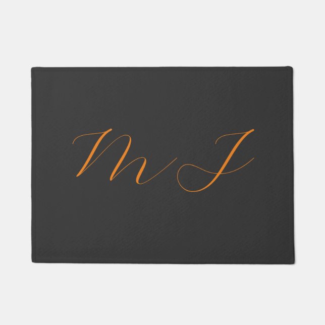 Chic kalligrafy grarange monogram name initial fußmatte (Vorderseite)