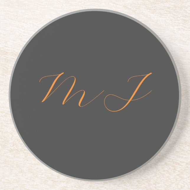 Chic kalligrafy grarange monogram name initial getränkeuntersetzer (Vorne)