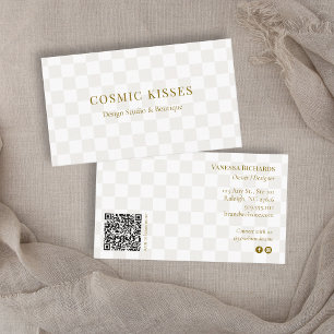 Chic kariert Braune QR-Code-Branding-Moderne Visitenkarte