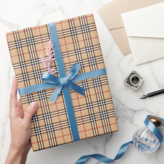 Chic Kariert Warme Tan Base White Black Brown Tart Geschenkpapier