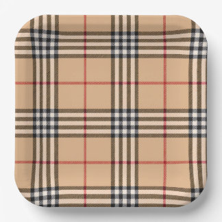 Chic Kariert Warme Tan Base White Black Brown Tart Pappteller