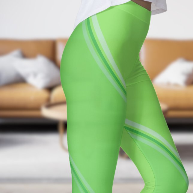 Chic Kelly Green unter Blassgrüner Bandprint Leggings (Chic Kelly Green under Pale Green Banded Print Leggings)