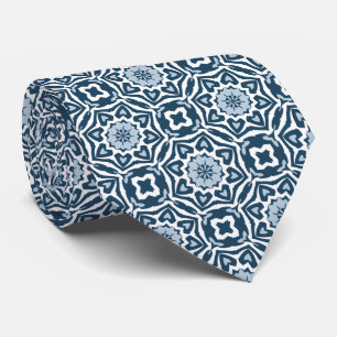 Chic Klassiker Niederländisches Delft Blau Florale Krawatte